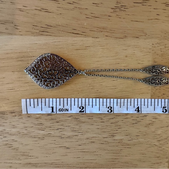 Bancroft Brunswick Filigree Pendant Long Silver Necklace, Like New EUC - Picture 10 of 13